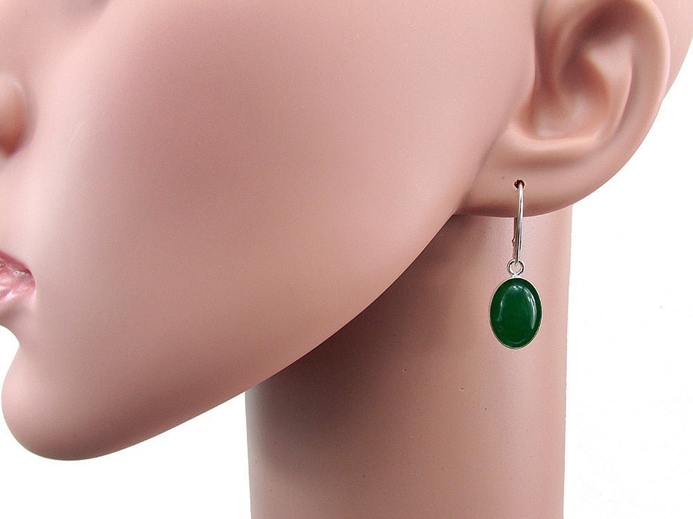 Set argint cu agate verzi 14x10 MM si lantisor inclus - GlamBazaar.ro