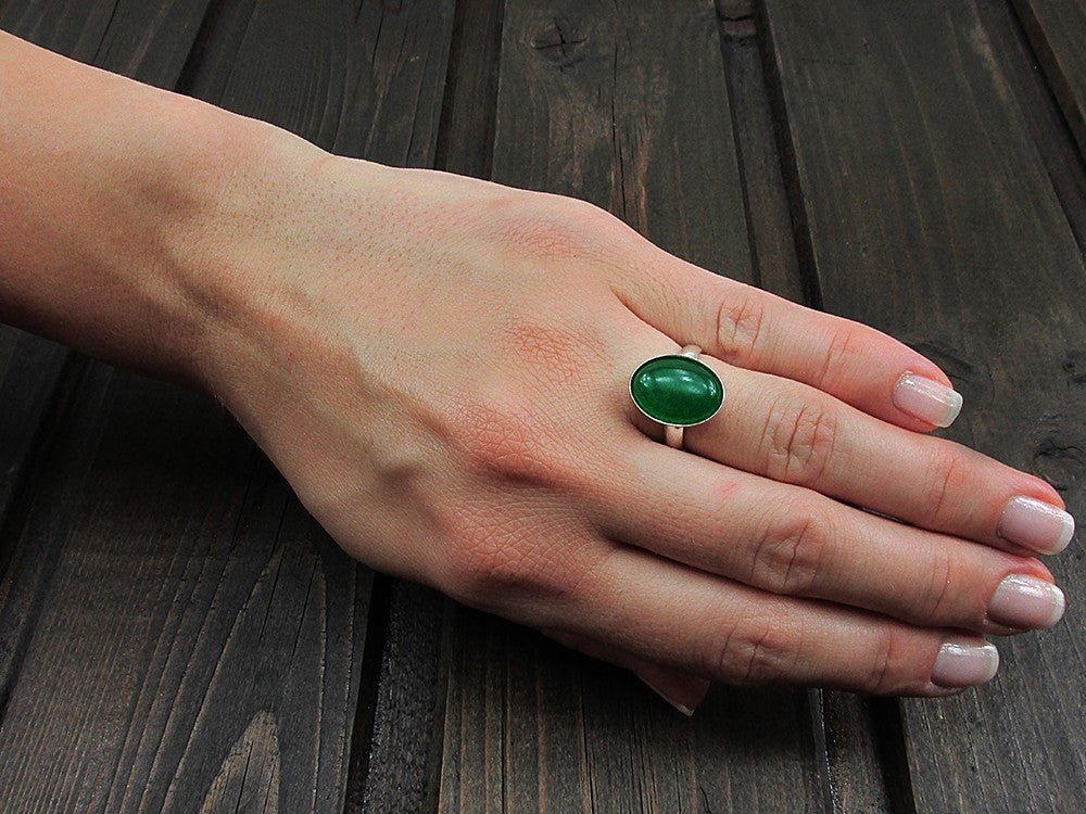 Set argint cu agate verzi 14x10 MM si lantisor inclus - GlamBazaar.ro