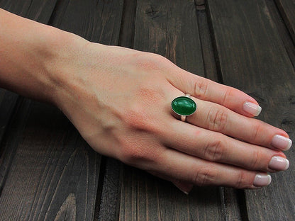 Set argint cu agate verzi 14x10 MM si lantisor inclus - GlamBazaar.ro