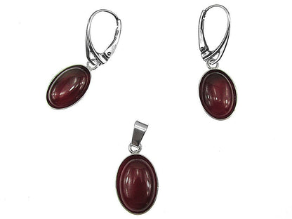 Set argint cu carneol natural oval 14x10 MM - GlamBazaar.ro