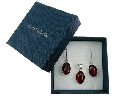 Set argint cu carneol natural oval 14x10 MM - GlamBazaar.ro