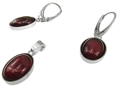 Set argint cu carneol natural oval 14x10 MM - GlamBazaar.ro