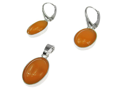 Set argint cu jad galben oval 14x10 MM - GlamBazaar.ro