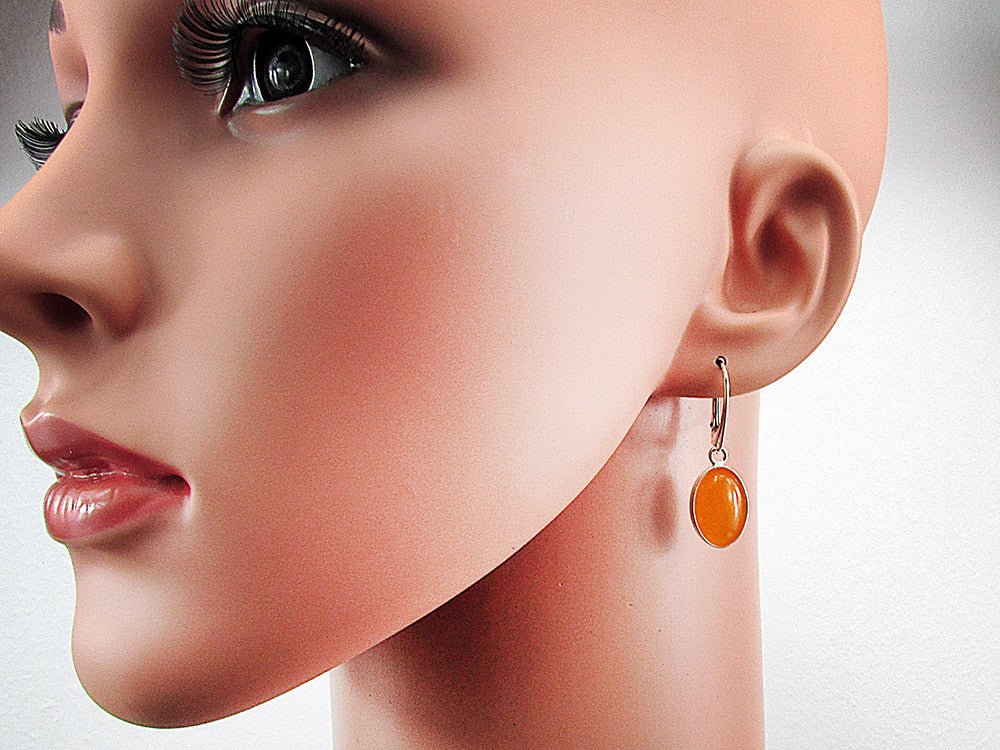 Set argint cu jad galben oval 14x10 MM - GlamBazaar.ro