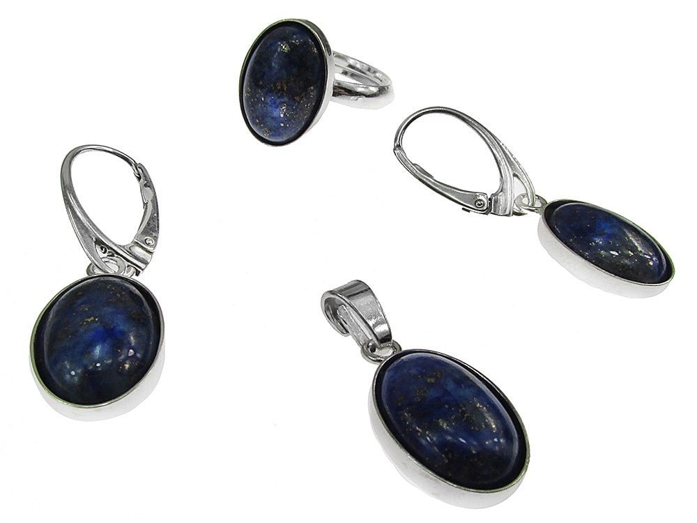 Set argint cu lapis lazuli natural 14x10 MM - GlamBazaar.ro