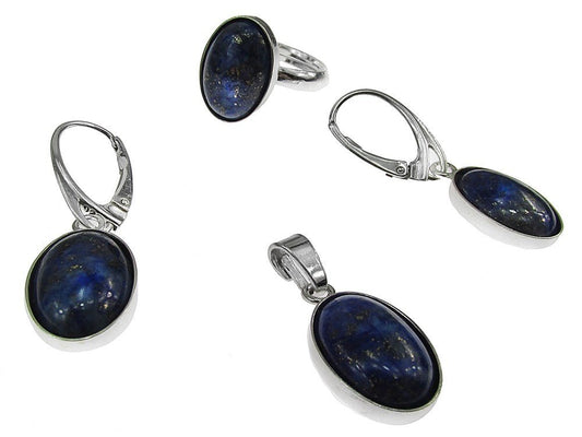 Set argint cu lapis lazuli natural 14x10 MM - GlamBazaar.ro
