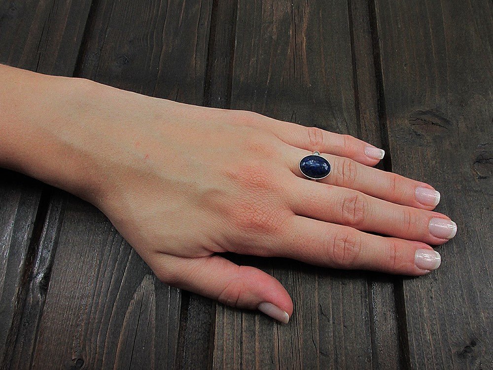 Set argint cu lapis lazuli natural 14x10 MM - GlamBazaar.ro