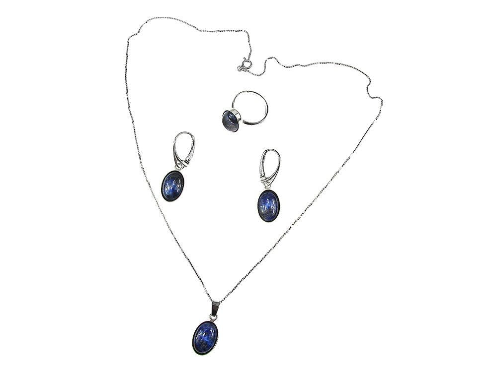 Set argint cu lapis lazuli natural 14x10 MM - GlamBazaar.ro