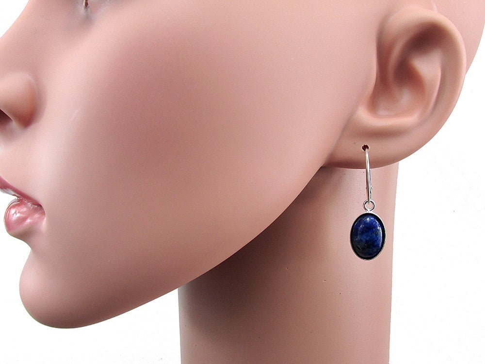 Set argint cu lapis lazuli natural 14x10 MM - GlamBazaar.ro