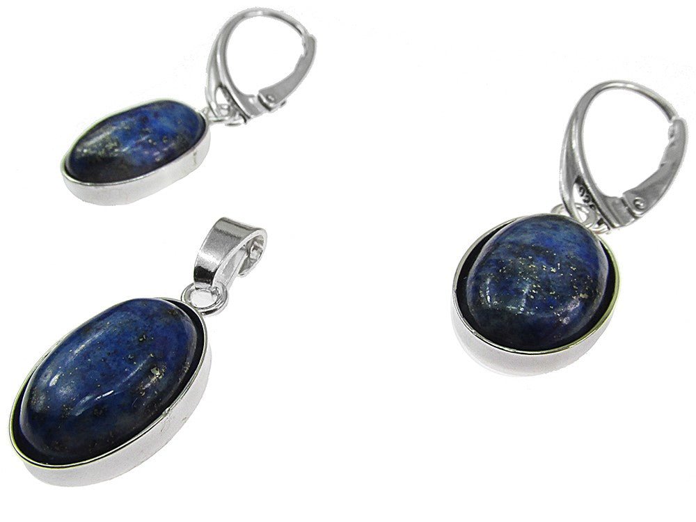Set argint cu lapis lazuli oval 14x10 MM - GlamBazaar.ro