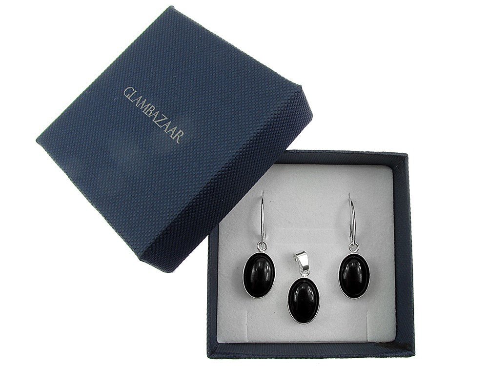 Set argint cu onix oval 14x10 MM - GlamBazaar.ro