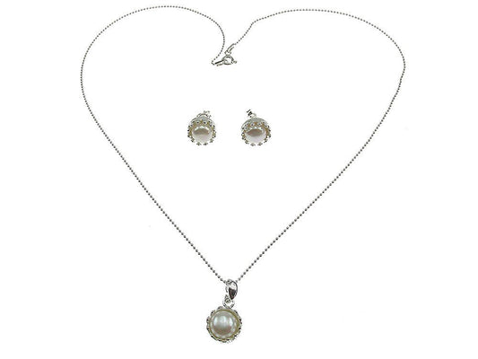 Set argint model coroana cu perle de cultura albe - GlamBazaar.ro