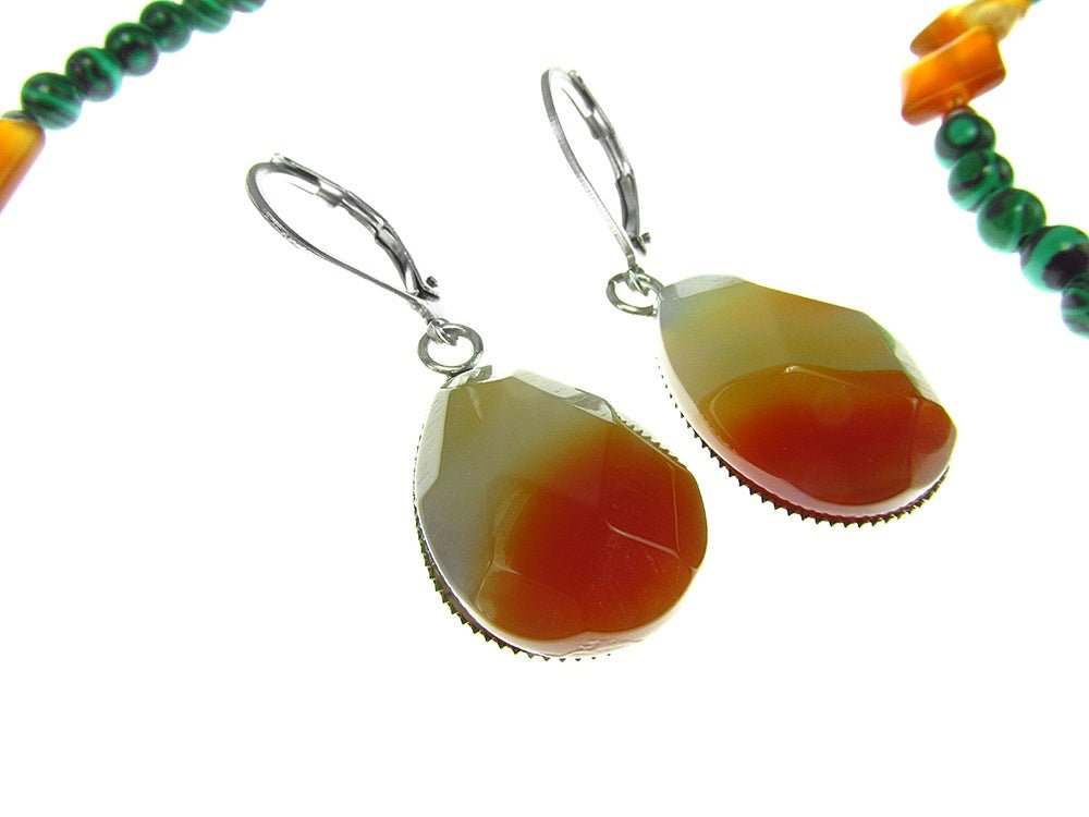 Set bijuterii dama carneol si malachit - GlamBazaar.ro