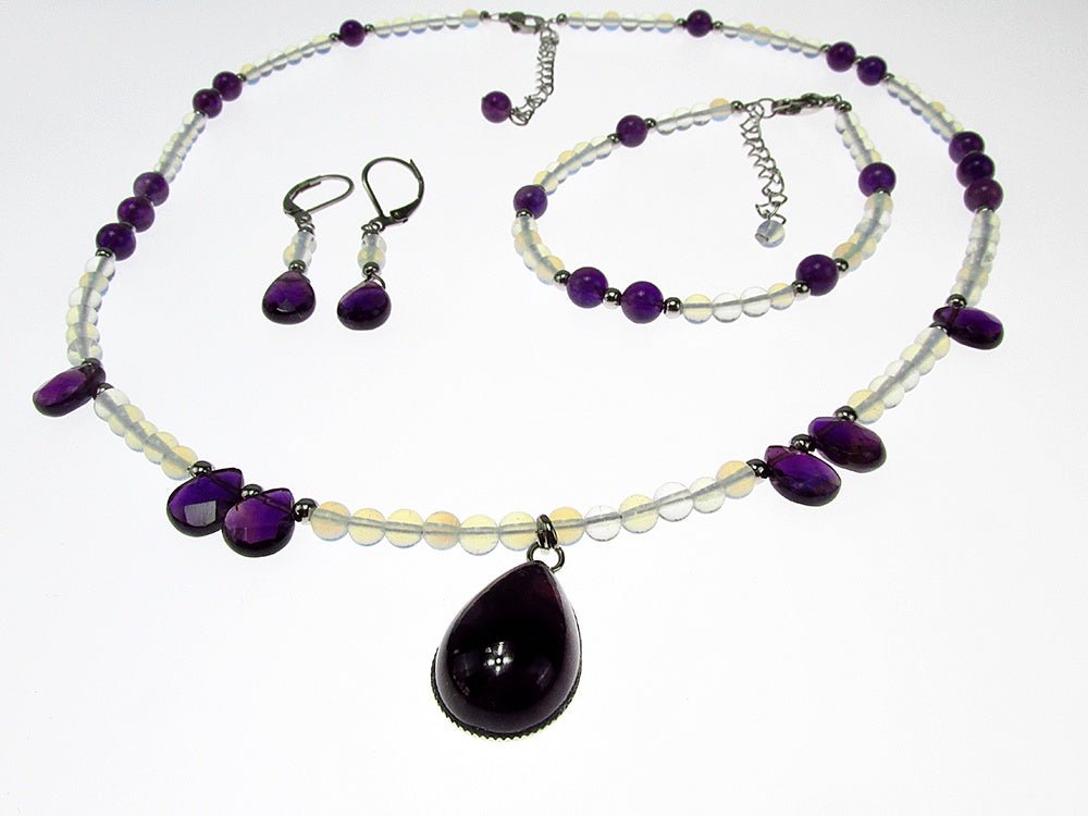 Set bijuterii dama opalit si ametist - GlamBazaar.ro