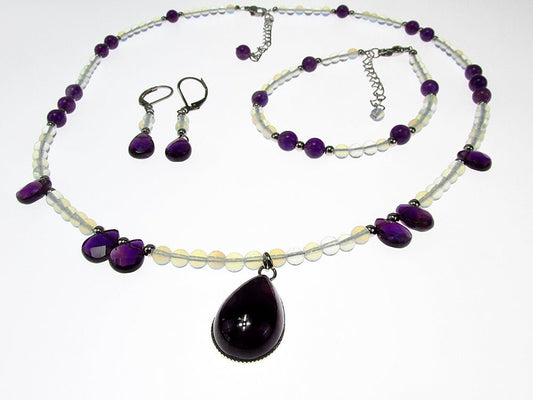 Set bijuterii dama opalit si ametist - GlamBazaar.ro