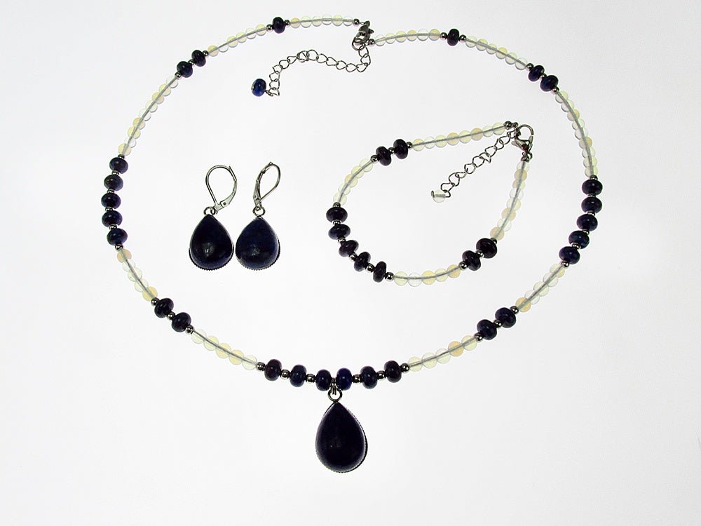 Set bijuterii dama opalit si lapis lazuli - GlamBazaar.ro