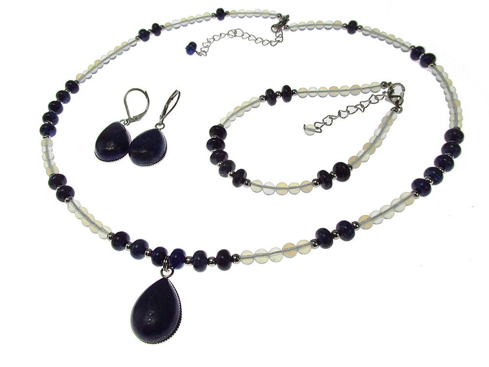 Set bijuterii dama opalit si lapis lazuli - GlamBazaar.ro