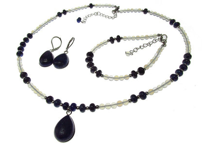 Set bijuterii dama opalit si lapis lazuli - GlamBazaar.ro