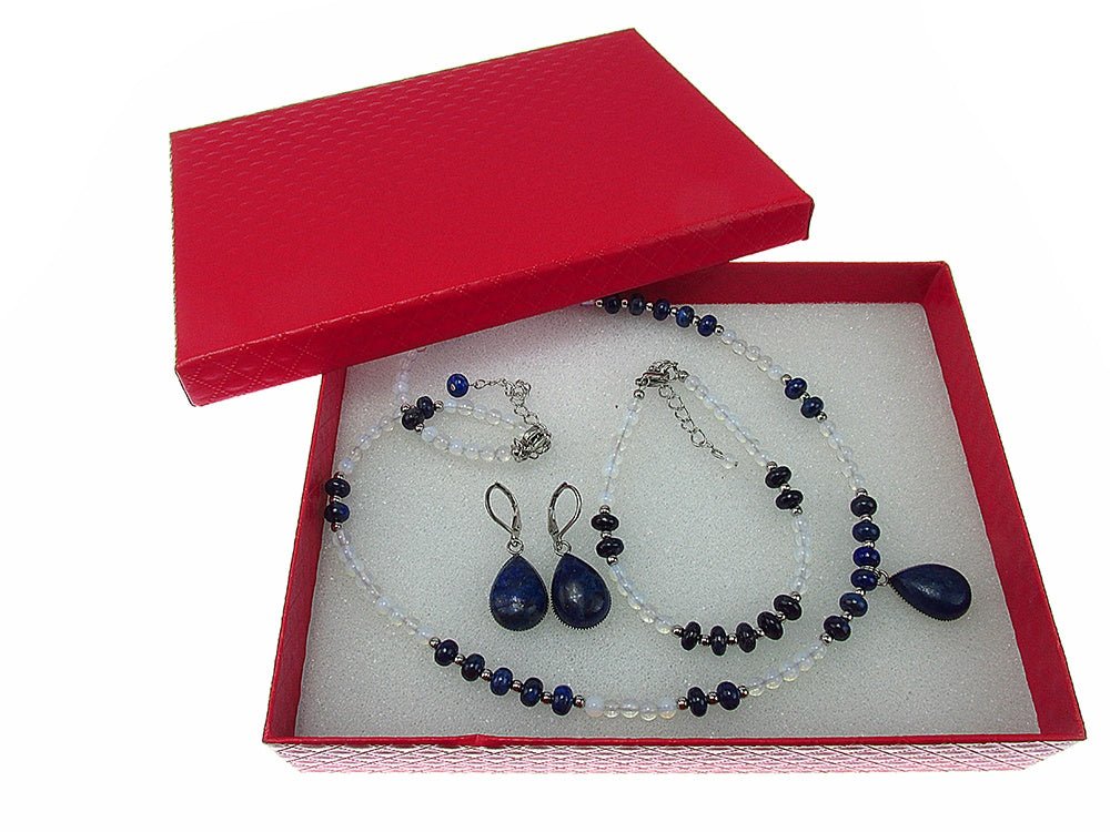 Set bijuterii dama opalit si lapis lazuli - GlamBazaar.ro