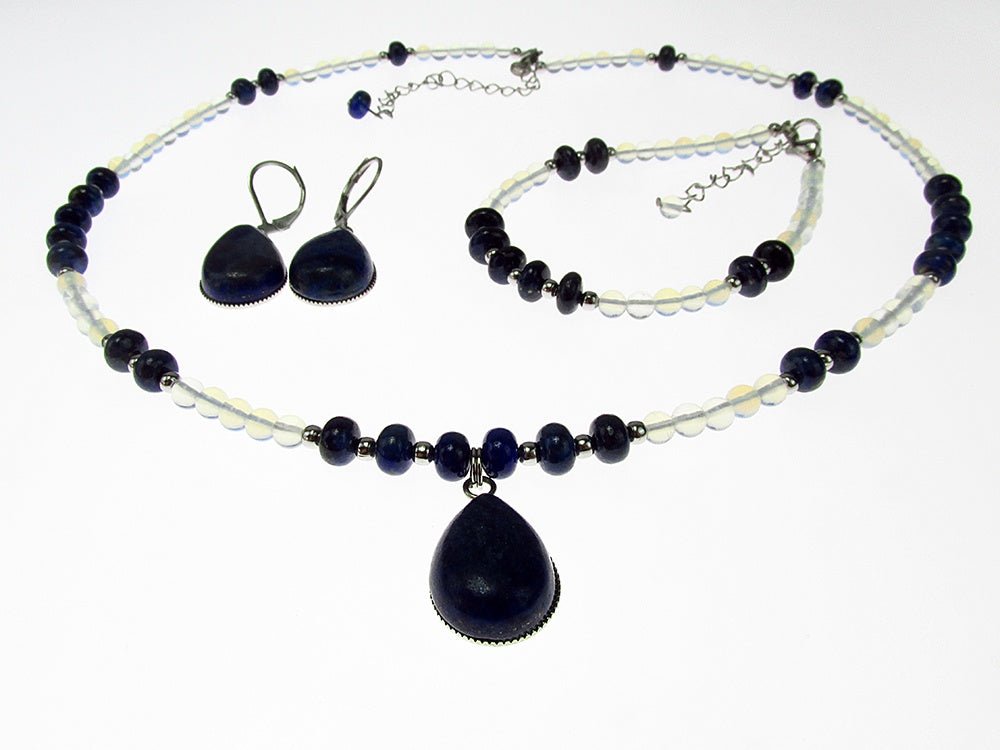 Set bijuterii dama opalit si lapis lazuli - GlamBazaar.ro