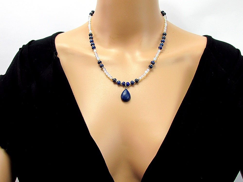 Set bijuterii dama opalit si lapis lazuli - GlamBazaar.ro