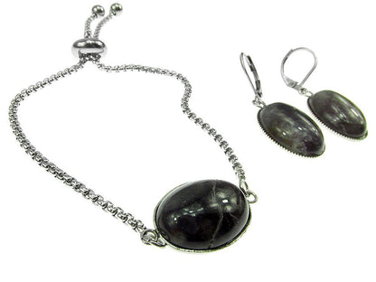 Set bratara si cercei inox cu ametist - GlamBazaar.ro