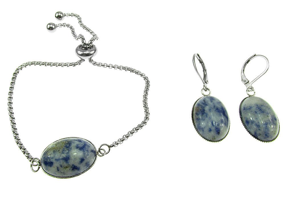 Set bratara si cercei inox cu sodalit - GlamBazaar.ro