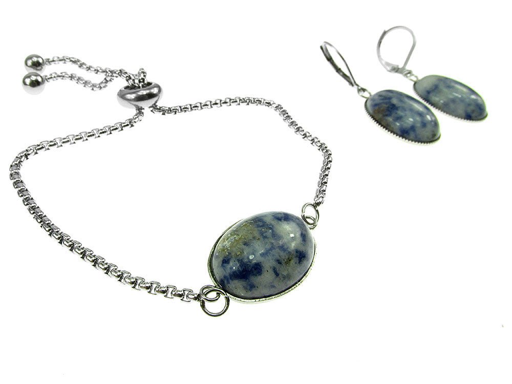 Set bratara si cercei inox cu sodalit - GlamBazaar.ro