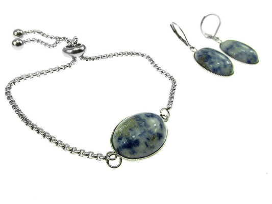 Set bratara si cercei inox cu sodalit - GlamBazaar.ro