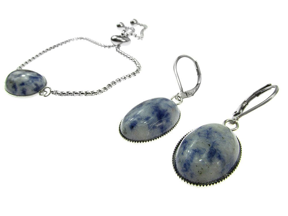 Set bratara si cercei inox cu sodalit - GlamBazaar.ro