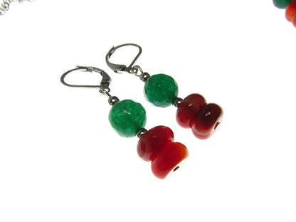 Set dama carneol, agate verzi si malachit - GlamBazaar.ro