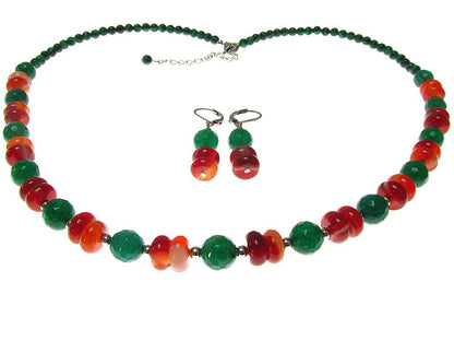 Set dama carneol, agate verzi si malachit - GlamBazaar.ro