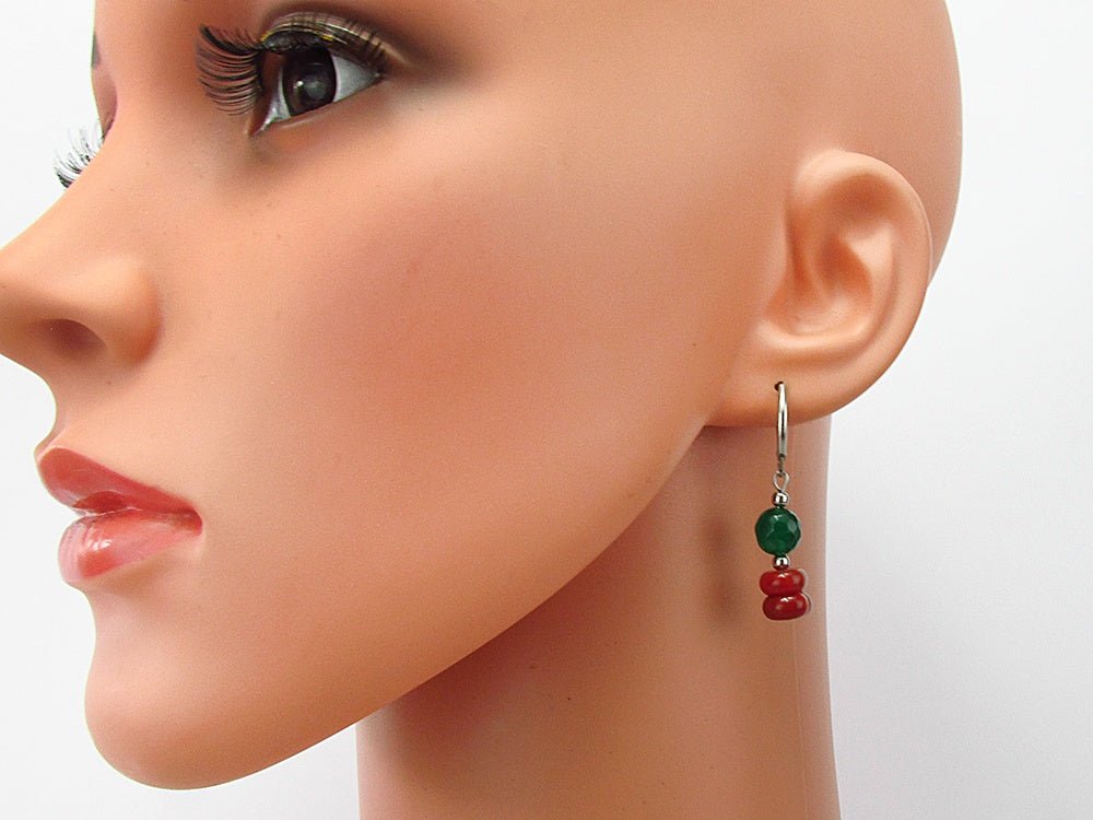 Set dama carneol, agate verzi si malachit - GlamBazaar.ro