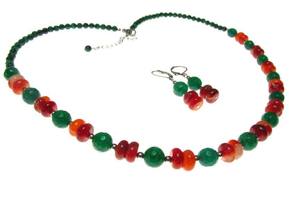 Set dama carneol, agate verzi si malachit - GlamBazaar.ro