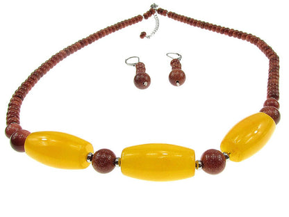 Set Piatra Soarelui maro si jad galben - GlamBazaar.ro