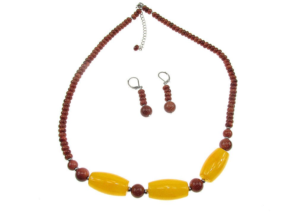 Set Piatra Soarelui maro si jad galben - GlamBazaar.ro